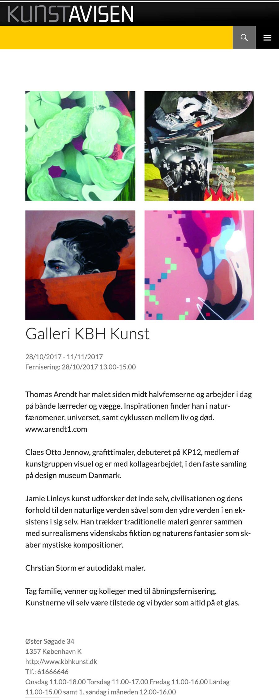 Kunstavisen, omtale af gruppeudstilling Galleri KBH Kunst