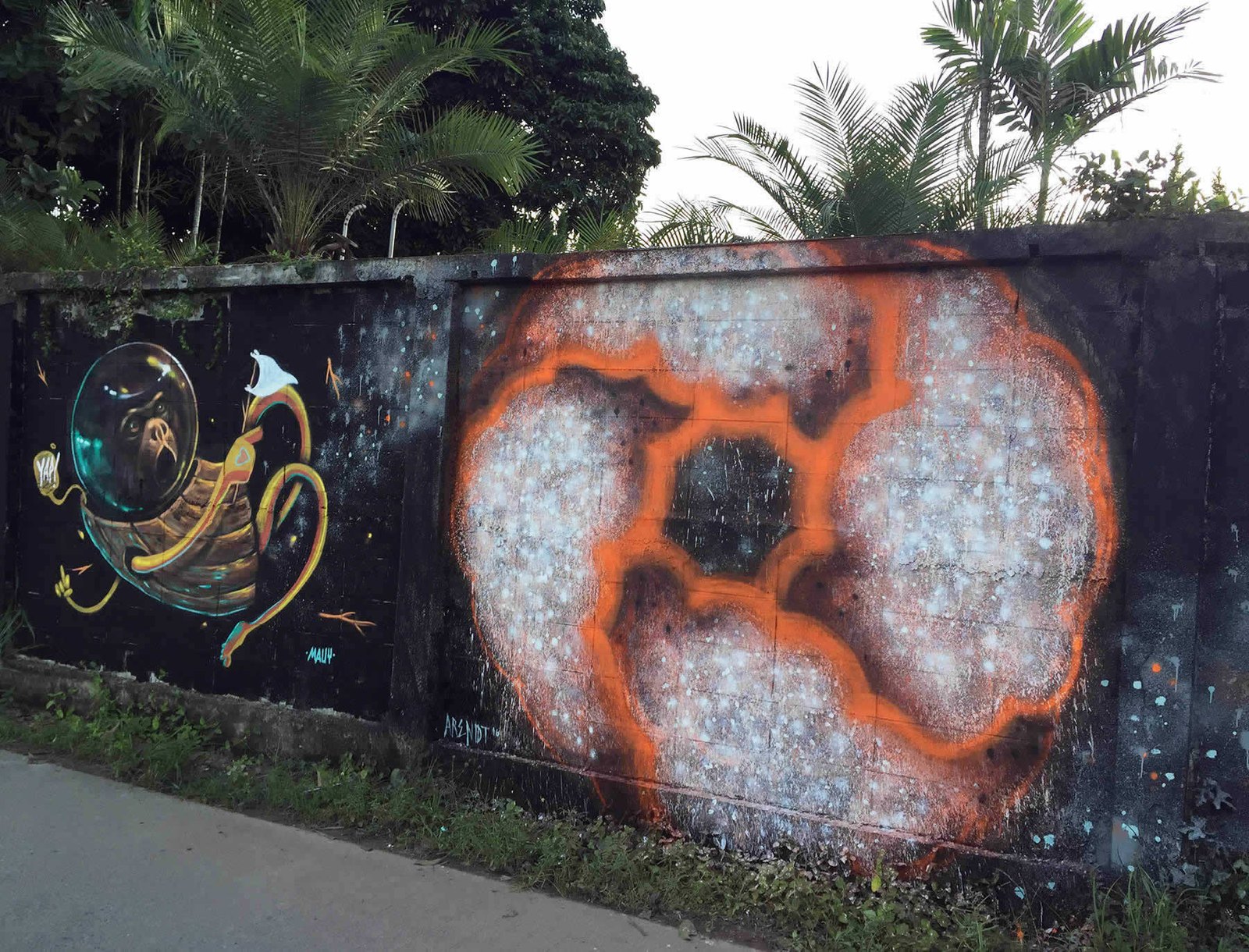 Space Monkeys mural, Thomas Arendt og Mauy, Chiang Mai, 2016