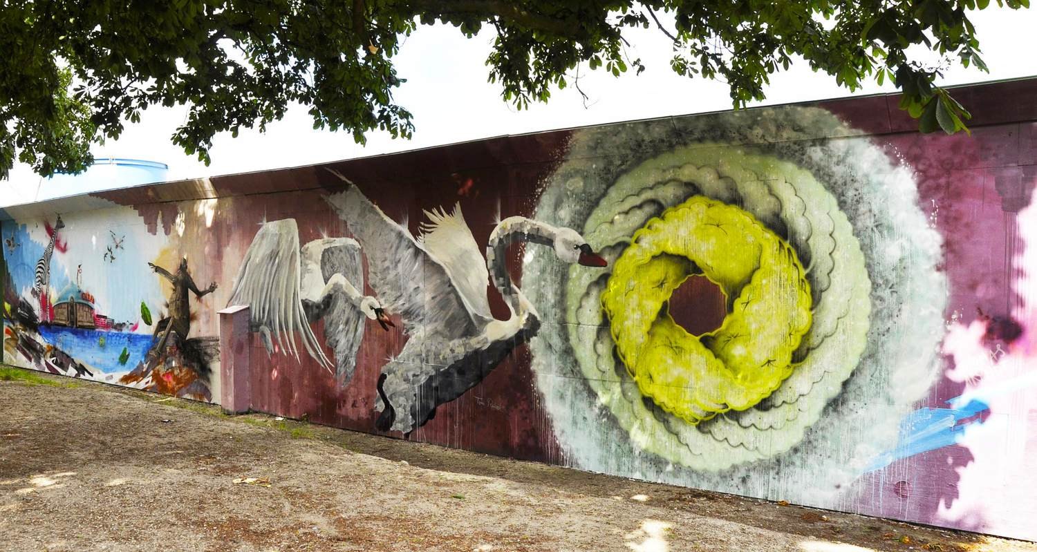 Sortedammens mytografi mural, Thomas Arendt, Frederik Hesseldahl og Tore Rørbæk, 2015
